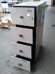 lot 70 image: Lot of (3) Meilink Steel Safe Company Fire-Fyter Fireproof File Cabinet 4-Locking Drawer