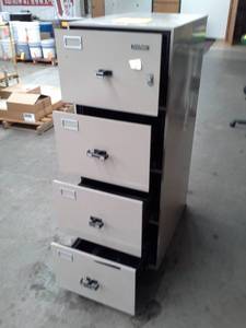 lot 72 image: Lot of (2) Meilink Steel Safe Company Fire-Fyter Fireproof File Cabinet 4-Locking Drawer