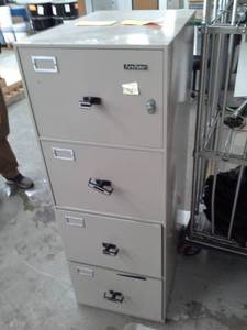 lot 73 image: Lot of (2) Meilink Steel Safe Company Fire-Fyter Fireproof File Cabinet 4-Locking Drawer