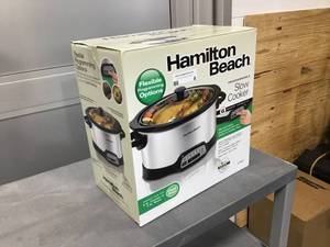 HAMILTON BEACH 6 Qt. Programmable Silver Slow Cooker with Temperature Settings