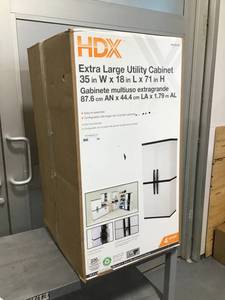 HDX 35 in. W 4 Shelf Plastic Multi-Purpose Cabinet in Gray