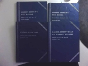 2 Volumes Of Walking Liberty Coin Folders 1916-1947, Barber Quarter Album, Lincoln Head Set Album (From 1945)