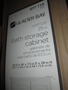 Glacier Bay 25 inch Bath Storage Cabinet in White open box Retail $119.00 (#96)
