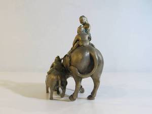 Brass Chinese Water Buffalo Statue Figure