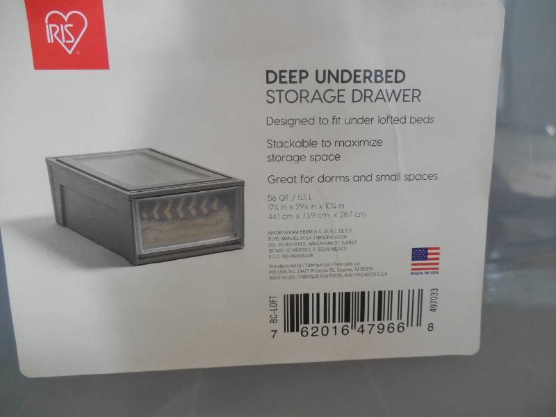 lot 64 image: IRIS LOFT Underbed Stacking Drawer in Clear Grey