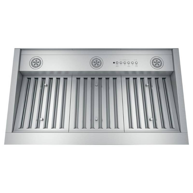 lot 94 image: NEW - GE 36 in. Insert Range Hood with Light in Stainless Steel
