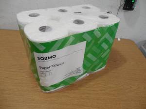 lot 50 image: Amazon Brand - Solimo Basic Flex-Sheets Paper Towels, 12 Value Rolls, White, 148 Sheets per Roll (New Version)