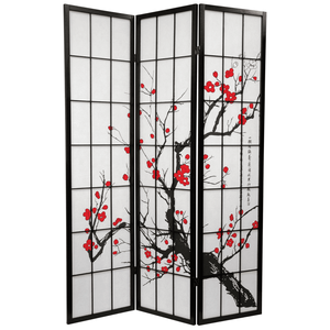 lot F37 image: Oriental Furniture 6 Ft Tall Flower Blossom Room Divider
