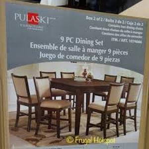 lot F42 image: Costco Pulaski 9-pc counter Height Dining set
