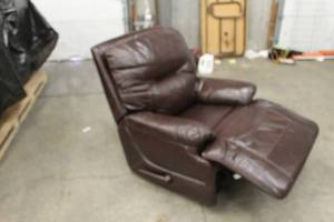 lot F1 image: Brown Stitched Bonded Leather Gliding Recliner