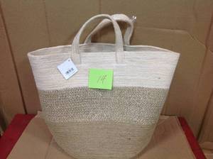 Jute Natural Round Basket with Long Handles in good condition