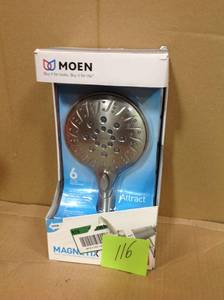 MOEN Handheld Shower Magnetic Showerhead Wall Brushed Nickel 6 Spray 5.5 Inch in good condition