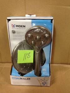 MOEN HydroRoller Massage 3-Spray Dual Showerhead and Handheld Showerhead with Massaging Rollers in Spot Resist Brushed Nickel in good condition