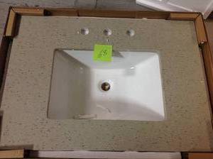 Home Decorators Collection 31 in. W x 22 in. D Engineered Quartz Vanity Top in Stoneybrook with White Single Trough Sink not used