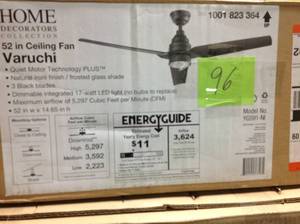 Home Decorators Collection Varuchi 52 in. Integrated LED Indoor Natural Iron Ceiling Fan with Light Kit open box in good con dition