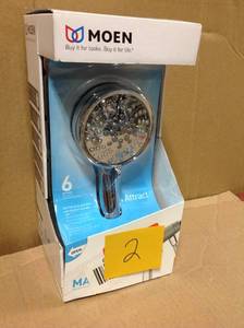 lot 2 image: MOEN Attract 6-Spray 4 in. 1.75 GPM Handheld Shower with Magnetix in Chrome in good condition