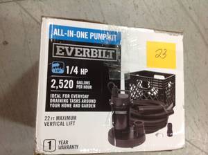 lot 23 image: Everbilt 14 HP Submersible Utility Pump Kit new