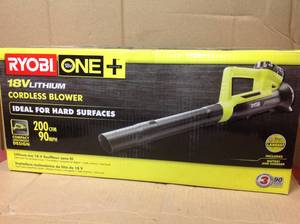 lot 91 image: Ryobi ONE 90 MPH 200 CFM 18-Volt Lithium-Ion Cordless Leaf BlowerSweeper - 2.0 Ah Battery and Charger Included in very good condition