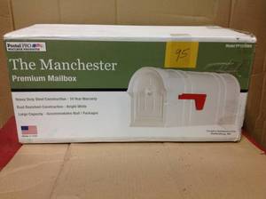 lot 95 image: Postal Pro Manchester Steel and Aluminum White Post Mount Mailbox in very good condition