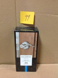 lot 99 image: Baldwin Prestige Tobin Satin Nickel Universal BedBath Door Lever in very good condition