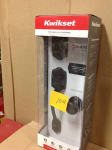 lot 104 image: Kwikset Belleview Venetian Bronze Single Cylinder Door Handleset with Cove Door Knob Featuring SmartKey Security in very good condition