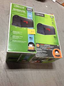 lot 105 image: Set of 2 Gibraltar Mailboxes Arlington Premium Steel Post-Mount Mailbox, Black in very good condition