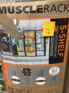lot 117 image: Muscle Rack 72 in. H x 36 in. W x 18 in. D 5-Shelf Steel Commercial Shelving Unit in Black in very good condition