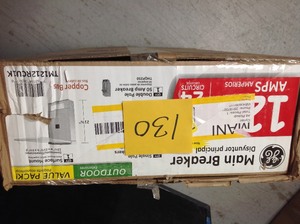 lot 130 image: GE PowerMark Gold 125 Amp 12-Space 24-Circuit Outdoor Main Breaker Value Kit not used