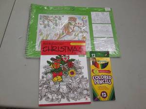 2 Adult Coloring Books, Pencils...