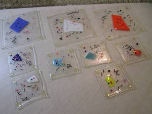lot 95 image: Set of 9 Glass Pot Holders Approx 7...
