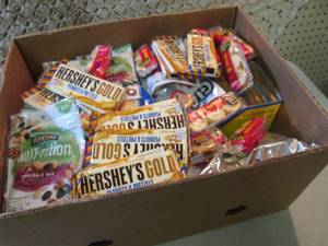 lot 153 image: Box Full of Assorted Snacks Candy E...