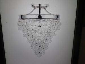 lot 195 image: 3-Light Chrome Crystal Semi Flush M...