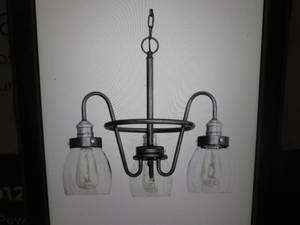 lot 213 image: Crofton 3-Light Rustic Pewter Chand...