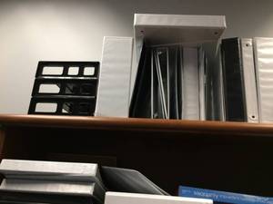 lot 60 image: Large Lot Of Office Supplies On Bookcase - Bookcase Not Included - Please bring Boxes To Remove Items
