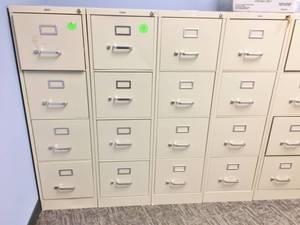 lot 62 image: Lot Of 4 Hirsh Metal Filing Cabinets - Great Condition MSRP 200 EACH  With Keys