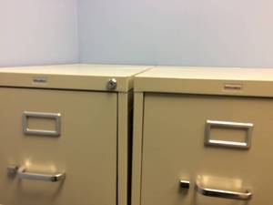 lot 64 image: Lot Of 2 Office Max Metal Filing Cabinets - Great Condition
