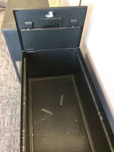 lot 11 image: Flip Top Black Hanging File Mobile Filing Cabinet With Shelf - Excellent Condition - No Key