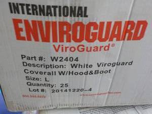 lot 105 image: Case of 25 Enviroguard Coverall wit...
