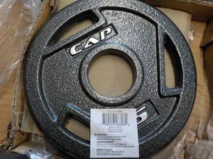 lot 108 image: Set of 2 - 5 lb. Black Olympic Grip...