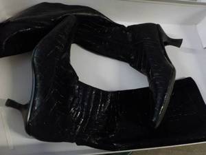 lot 163 image: Alexi Black Stitch Patent Boots by ...