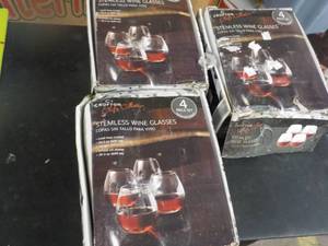 lot 201 image: 9 Piece Set of Stemless Wine Glasse...