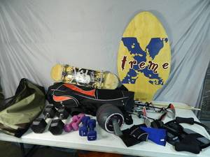 Golf Clubs, Weights, Skateboard, Sporting Equipment