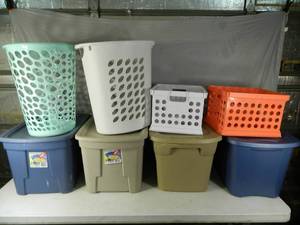 4 Totes, Laundry Baskets, Crates