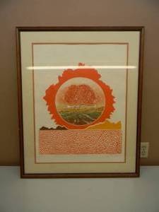 lot 5 image: NICE FRAMED PICTURE WITH TREES, SIGNED - FRAMED - APPROX 29 BY 35 - SEE PICTURES