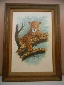 lot 6 image: FRAMED CHEETAH PICTURE - APPROX 33 BY 43 - SEE PICTURES
