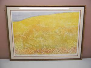 lot 10 image: SIGNED FRAMED PAINTING OF A FIELD OF FLOWERS - APPROX 41 BY 30 - SEE PICTURES