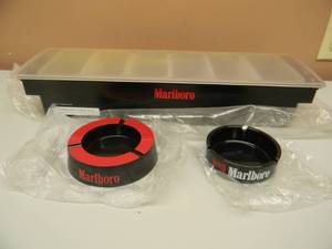 lot 12 image: NOS 2 MARLBORO ASHTRAYS & 1 CONDIMENT HOLDER - SEE PICTURES
