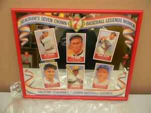 lot 24 image: SEAGRAMS 7 BASEBALL LEGEND MIRROR & NAPKIN HOLDER - SEE PICTURES