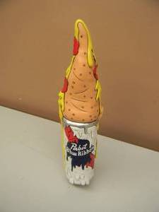 lot 35 image: PABST BLUE RIBBON PBR BREWING - ORIGINAL PIZZA DELA DESO Art Beer Tap Handle - NEW - APPROX 12 - SEE PICTURES