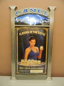 lot 43 image: VINTAGE CAMEL ADVERTISING SIGN - APPROX 17 BY 27 - COOL PIECE - SEE PICTURES